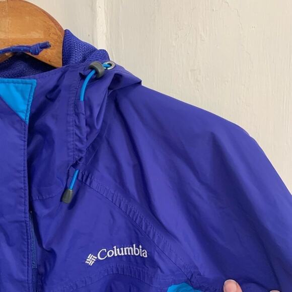 Columbia womens blue two toned jacket coat windbreaker w Omni shield in Sz s - Picture 3 of 13